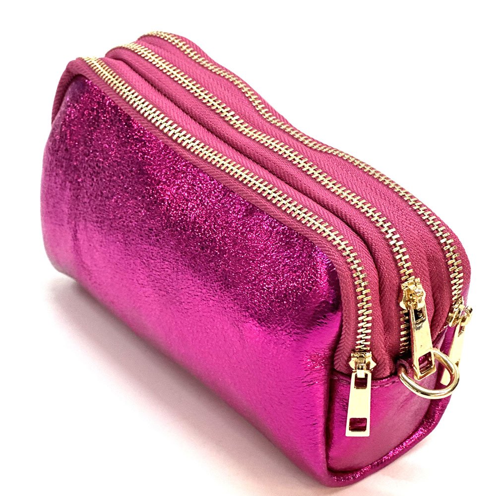 Aurora Metallic Italian Leather Crossbody Wallet – Compact & Chic - Leather Italiano