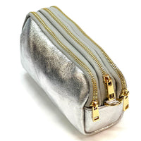Aurora Metallic Italian Leather Crossbody Wallet – Compact & Chic - Leather Italiano