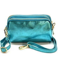 Aurora Metallic Italian Leather Crossbody Wallet – Compact & Chic - Leather Italiano