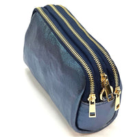 Aurora Metallic Italian Leather Crossbody Wallet – Compact & Chic - Leather Italiano