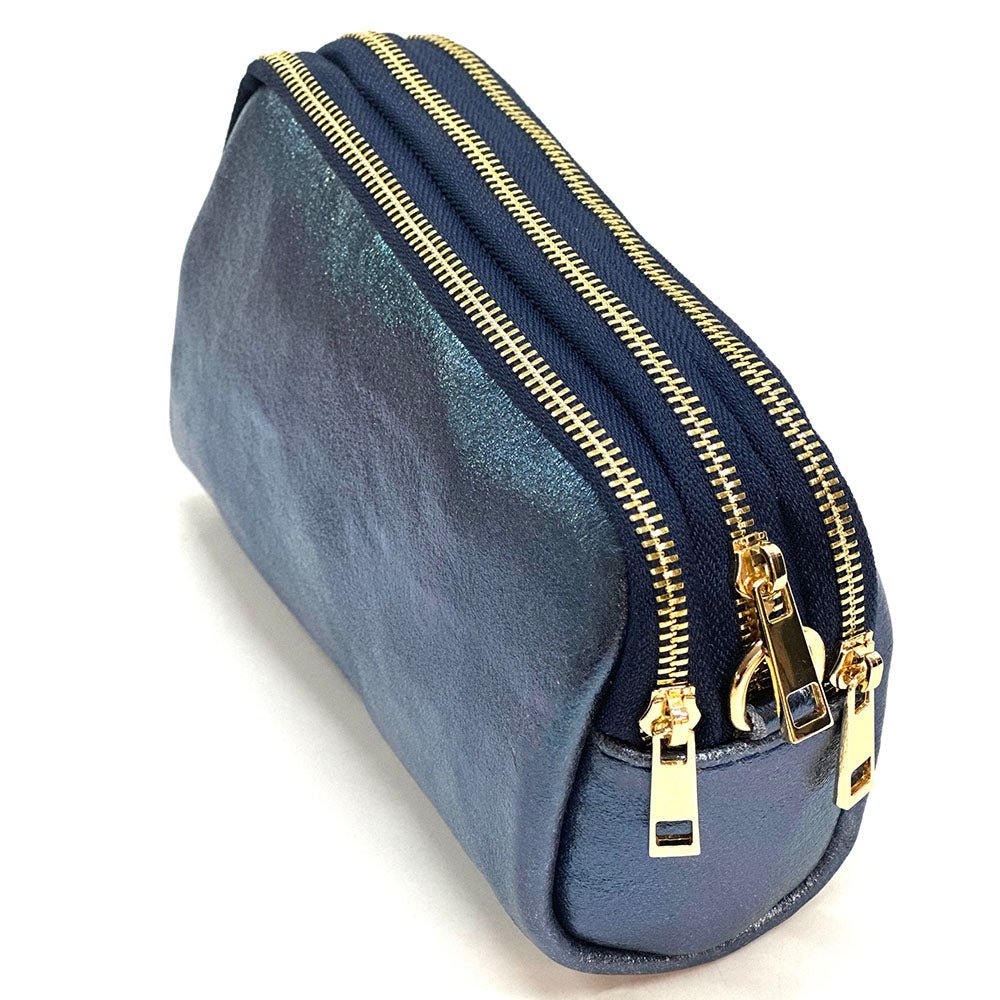 Aurora Metallic Italian Leather Crossbody Wallet – Compact & Chic - Leather Italiano