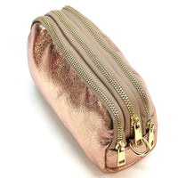 Aurora Metallic Italian Leather Crossbody Wallet – Compact & Chic - Leather Italiano