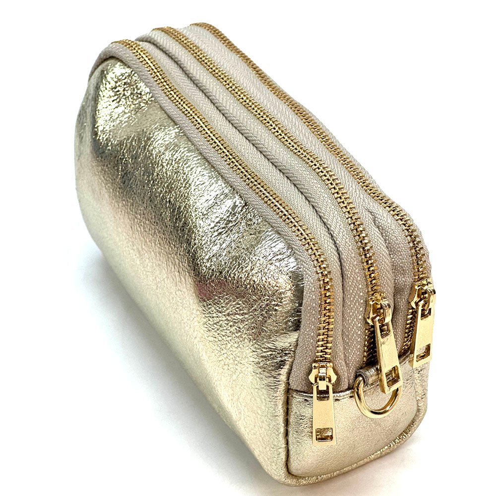 Aurora Metallic Italian Leather Crossbody Wallet – Compact & Chic - Leather Italiano