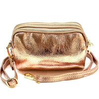 Aurora Metallic Italian Leather Crossbody Wallet – Compact & Chic - Leather Italiano