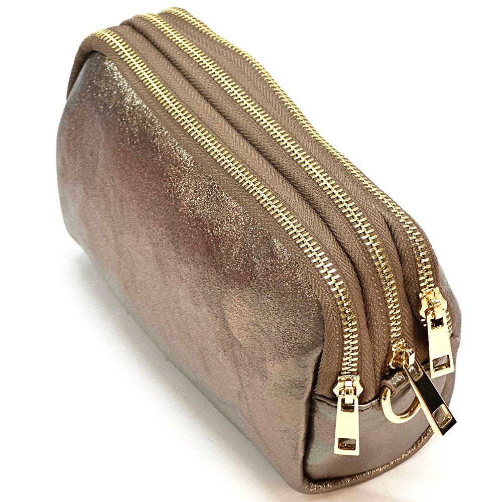 Aurora Metallic Italian Leather Crossbody Wallet – Compact & Chic - Leather Italiano