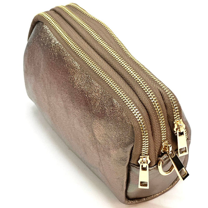 Aurora Metallic Italian Leather Crossbody Wallet – Compact & Chic - Leather Italiano