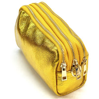 Aurora Metallic Italian Leather Crossbody Wallet – Compact & Chic - Leather Italiano