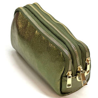 Aurora Metallic Italian Leather Crossbody Wallet – Compact & Chic - Leather Italiano