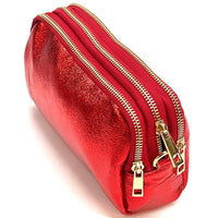 Aurora Metallic Italian Leather Crossbody Wallet – Compact & Chic - Leather Italiano