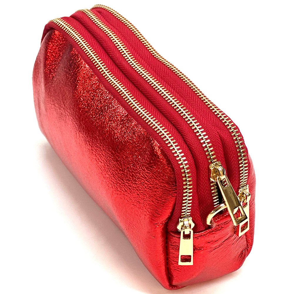 Aurora Metallic Italian Leather Crossbody Wallet – Compact & Chic - Leather Italiano