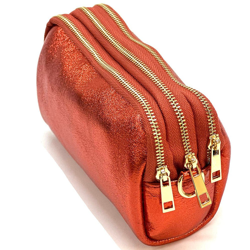 Aurora Metallic Italian Leather Crossbody Wallet – Compact & Chic - Leather Italiano