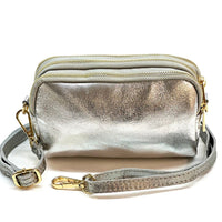 Aurora Metallic Italian Leather Crossbody Wallet – Compact & Chic - Leather Italiano
