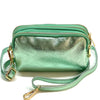 Aurora Metallic Italian Leather Crossbody Wallet – Compact & Chic - Leather Italiano