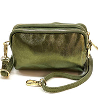 Aurora Metallic Italian Leather Crossbody Wallet – Compact & Chic - Leather Italiano
