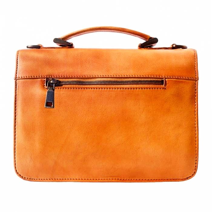 back view of bari vintage small leather briefcase