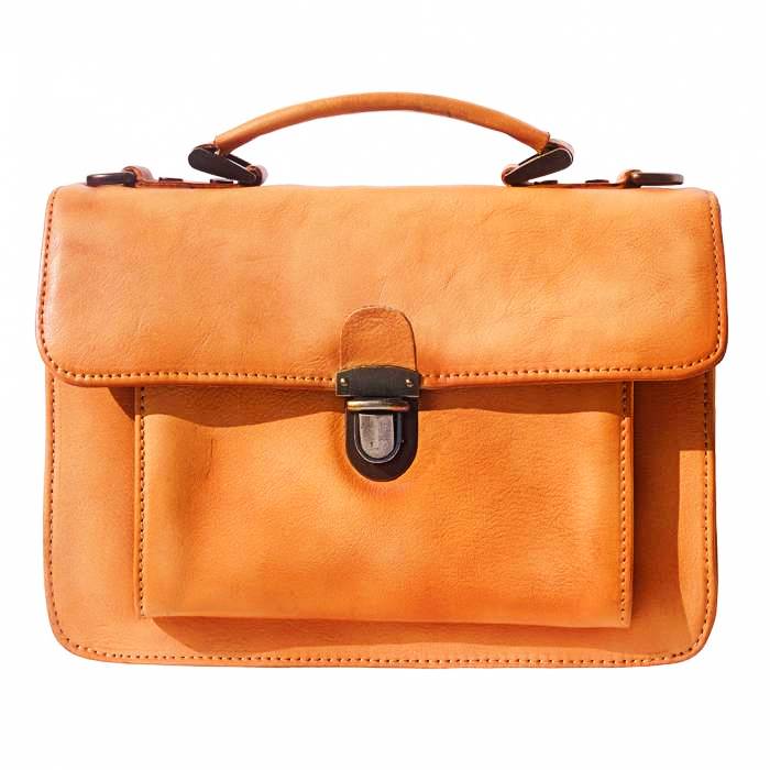 front view of bari vintage small leather briefcase