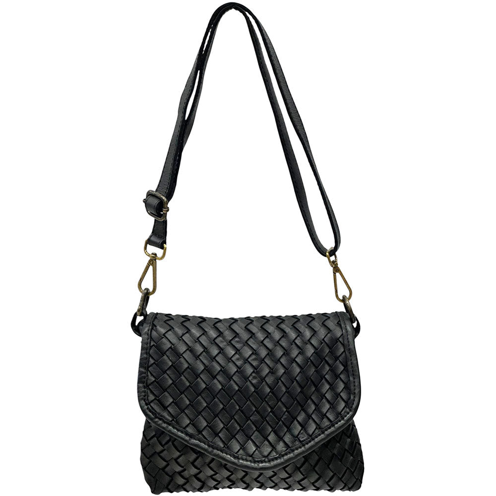 Bellavia Woven Cow Leather Crossbody Bag - Leather Italiano