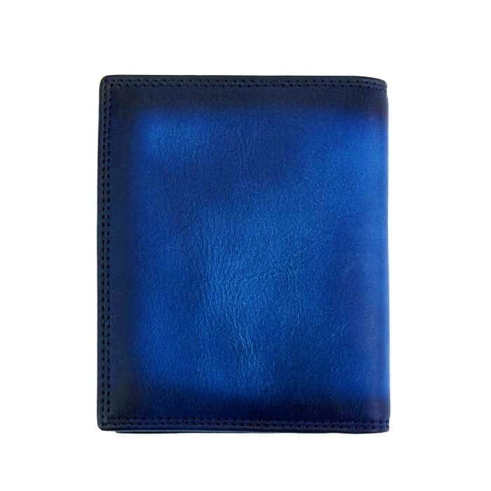 Men's blue leather wallet - front view