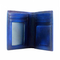 Interior of men's blue leather wallet