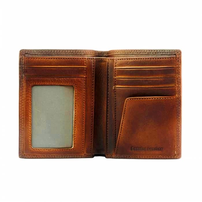 Close up of Dark Brown Calfskin Leather Wallet for Men