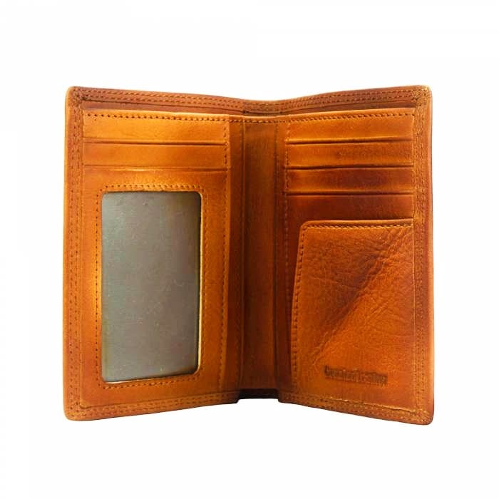 Interior view of Tan Calfskin Leather Wallet for Men