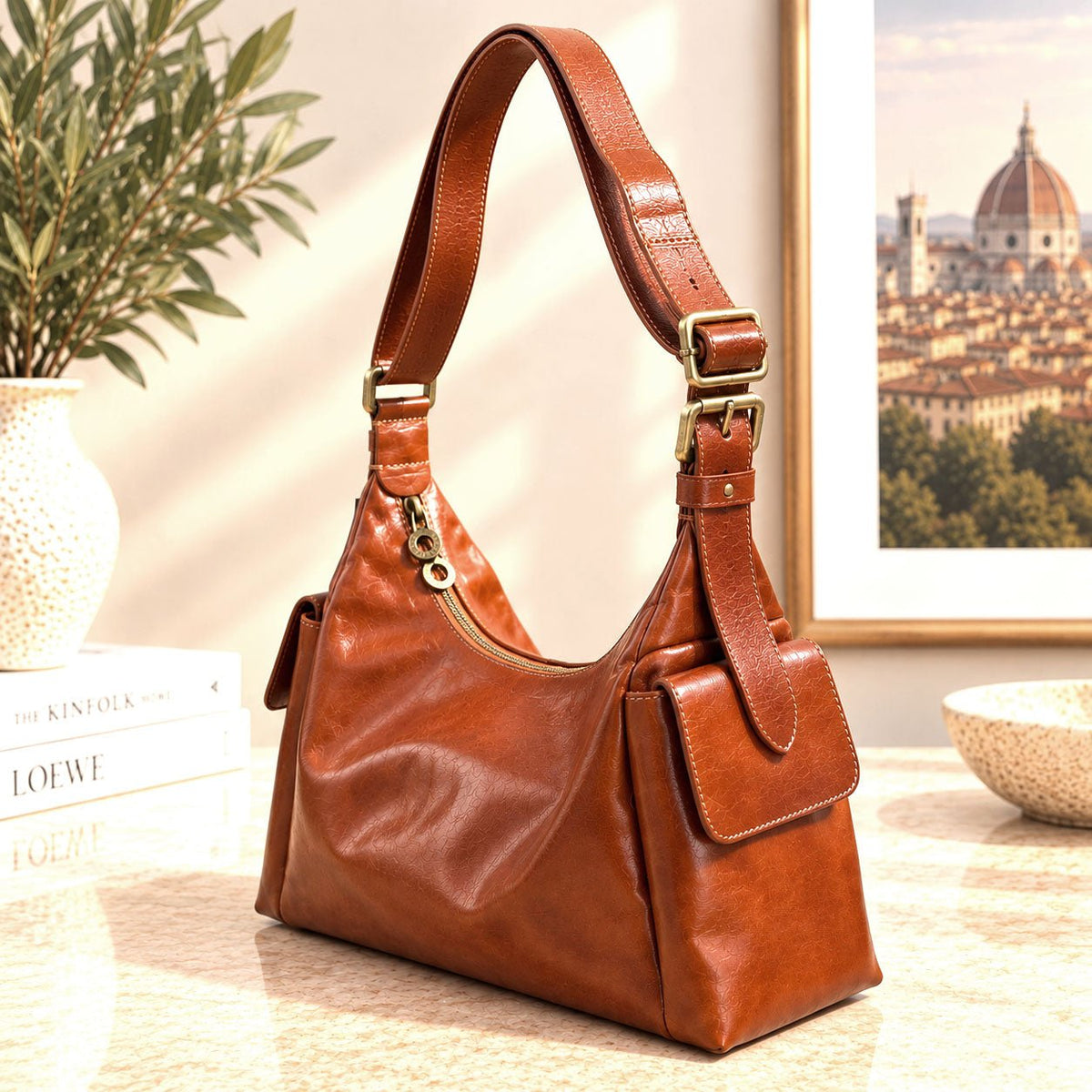 Benedetta Hand-Dyed Italian Leather Hobo Bag - Leather Italiano
