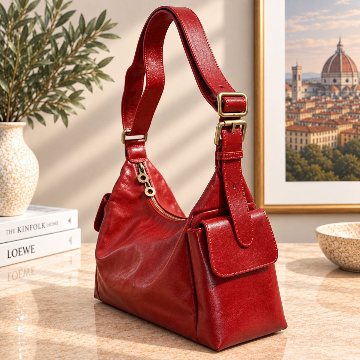 Benedetta Hand-Dyed Italian Leather Hobo Bag - Leather Italiano