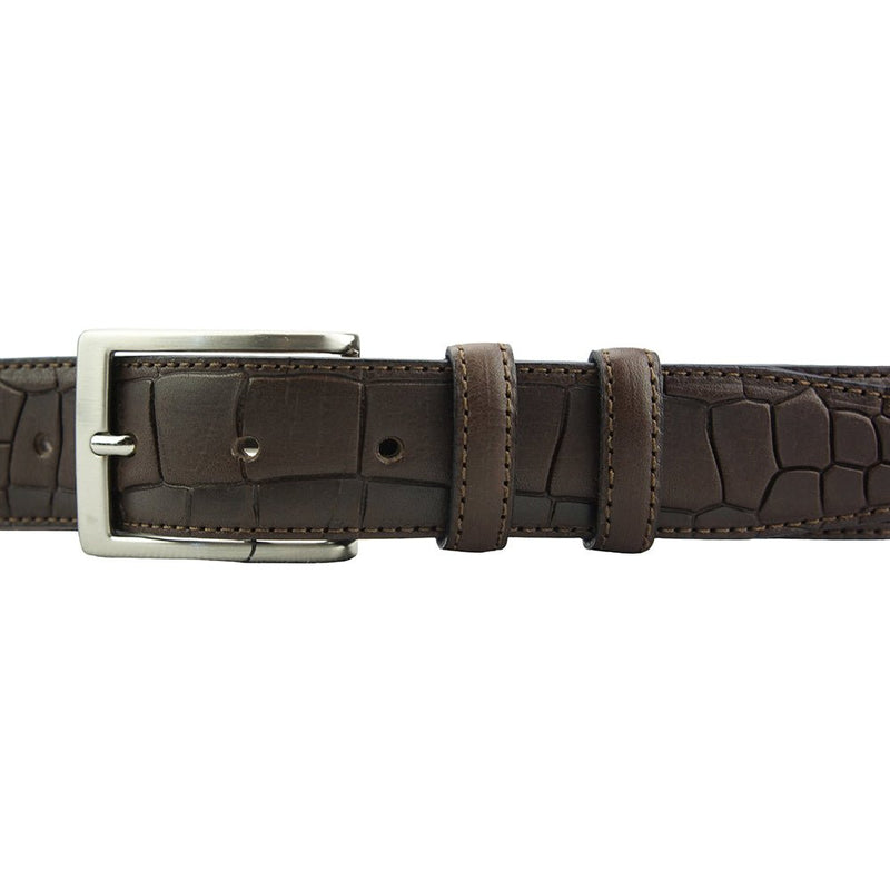 Boston Embossed Crocodile Leather Belt 35MM | Exotic Italian Calfskin - Leather Italiano