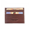 front view of brown leather cardholder made in Italy