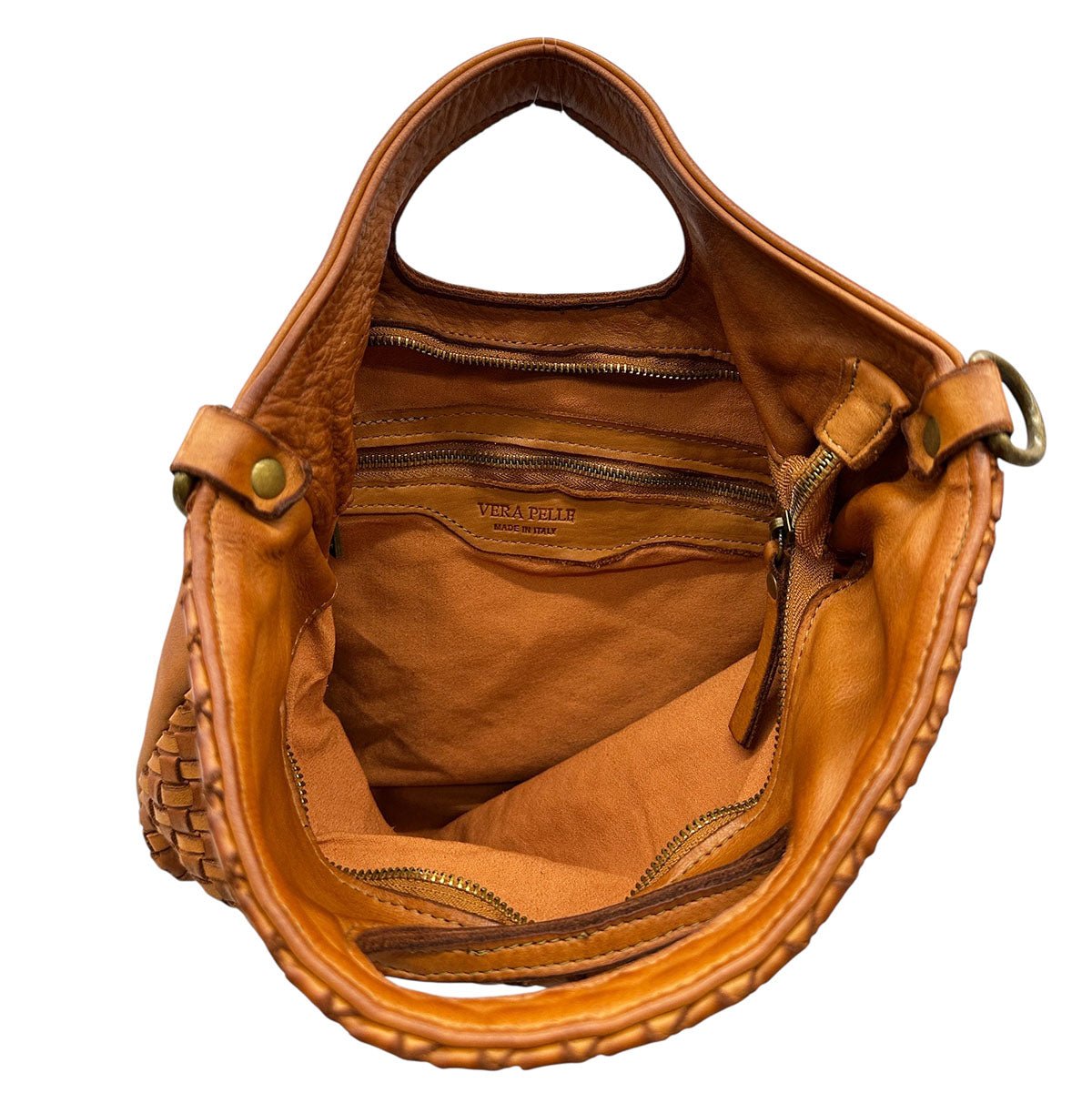 Calista Convertible Woven Italian Leather Bag - Leather Italiano