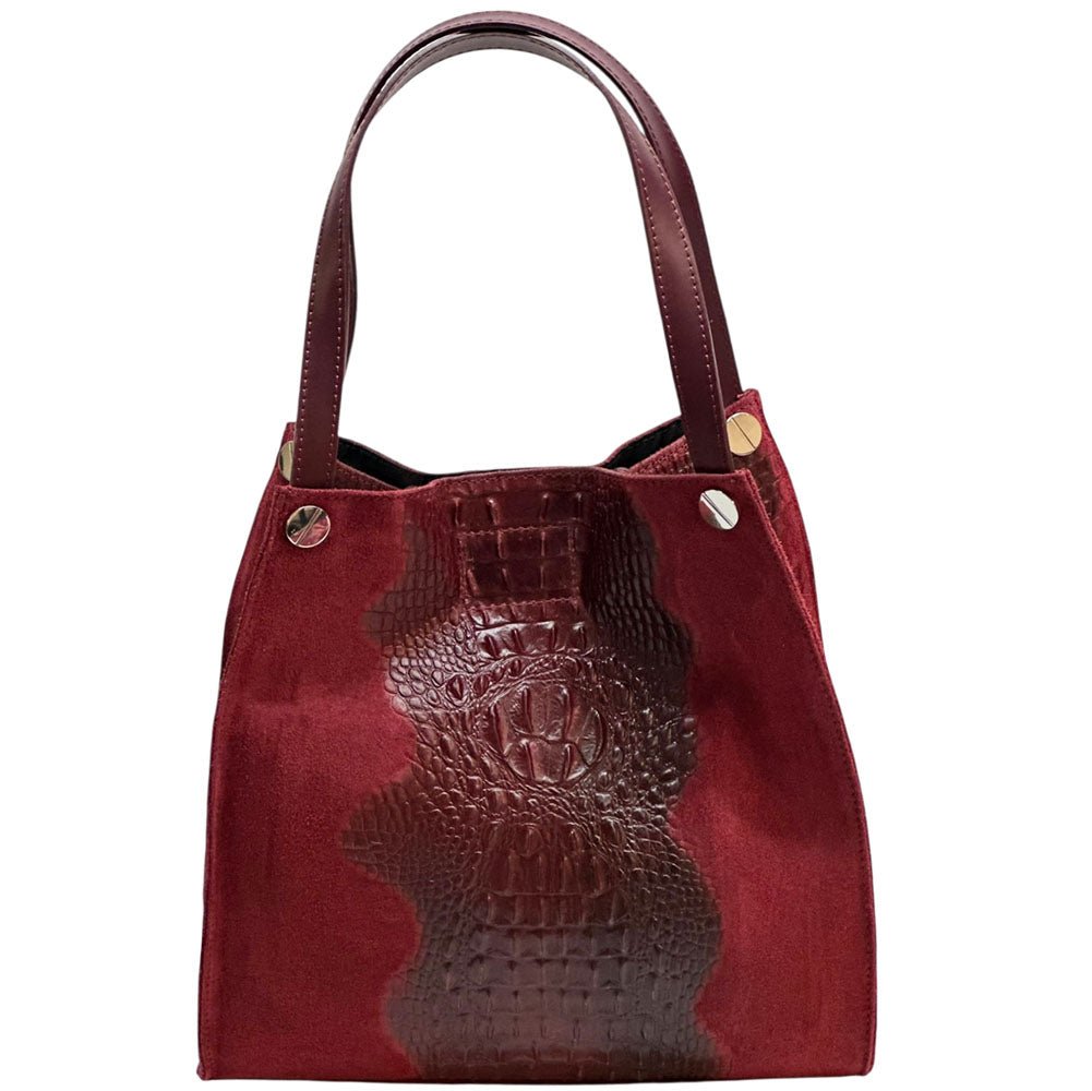 CARRY IT Italian Leather Tote Bag – Structured Croc - Embossed Design (Handmade in Florence) - Leather Italiano