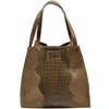 CARRY IT Italian Leather Tote Bag – Structured Croc - Embossed Design (Handmade in Florence) - Leather Italiano