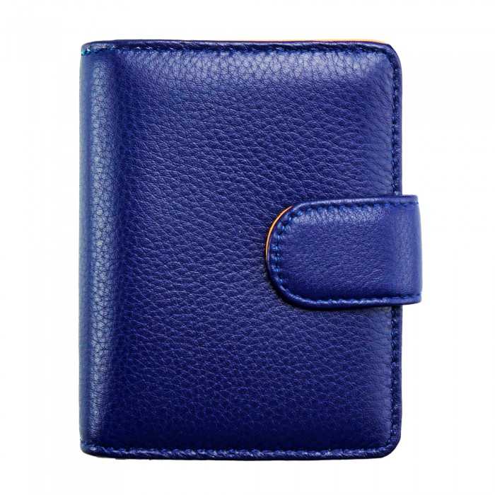 Front view of Catania Dark Blue Leather Wallet