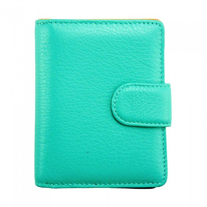 Front view of Catania Turquoise Leather Wallet