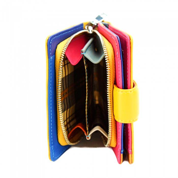 Catania Yellow Leather Wallet with open zipper