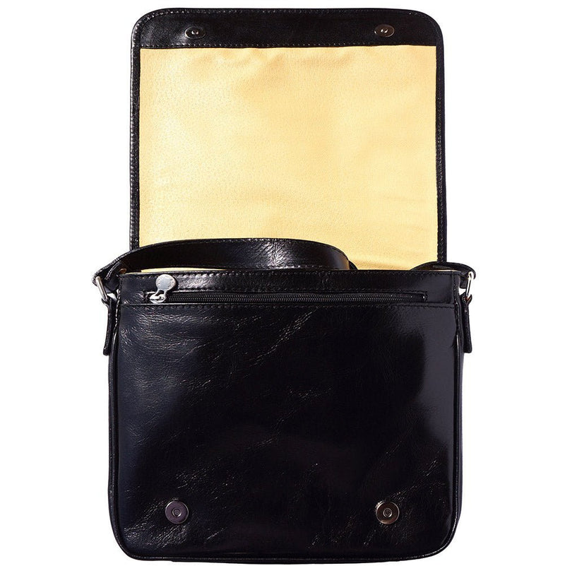 Christopher Black Leather Messenger Bag - Leather Italiano