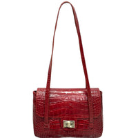 Claribel Croc Embossed Leather Shoulder Bag - Leather Italiano