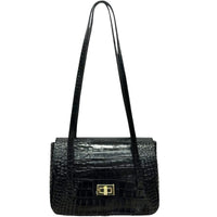Claribel Croc Embossed Leather Shoulder Bag - Leather Italiano