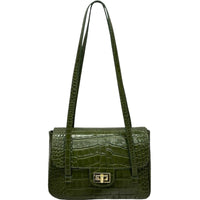 Claribel Croc Embossed Leather Shoulder Bag - Leather Italiano