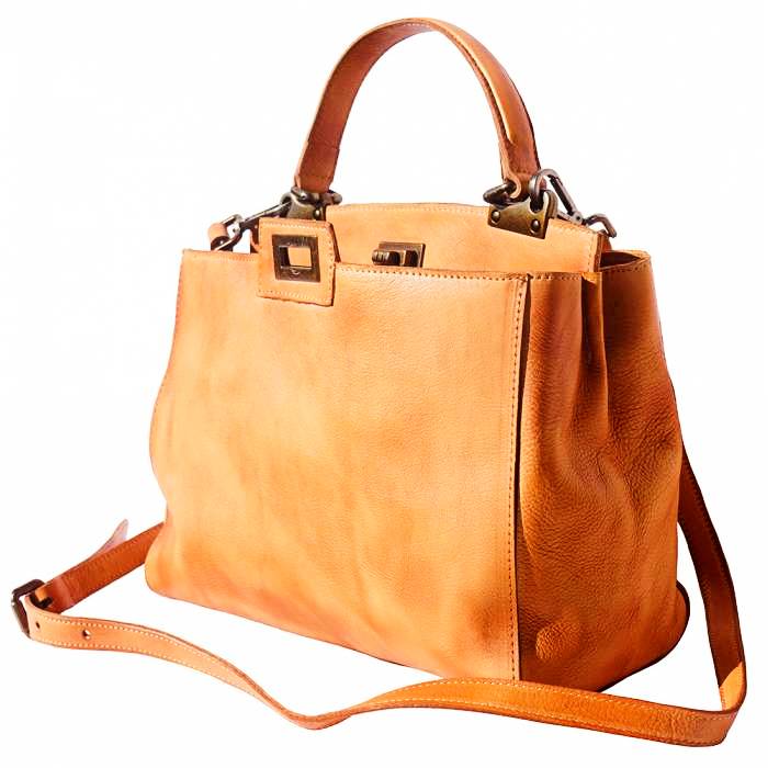 Remini classic vintage leather bag with shoulder strap