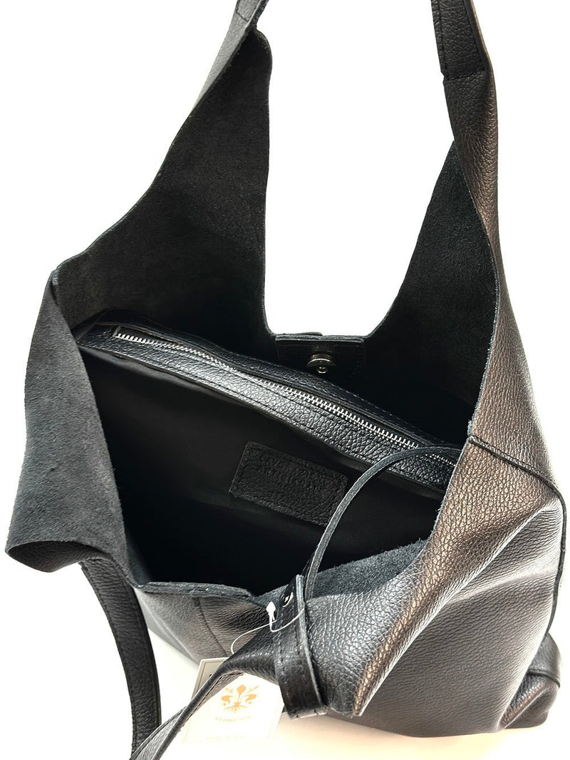 Claudia Italian Leather Shoulder Bag – Spacious & Handcrafted Elegance - Leather Italiano