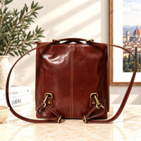 Clotilde Hand-Dyed Leather Convertible Backpack - Leather Italiano
