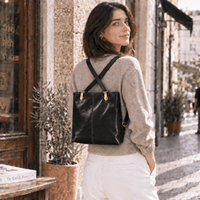 Clotilde Hand-Dyed Leather Convertible Backpack - Leather Italiano