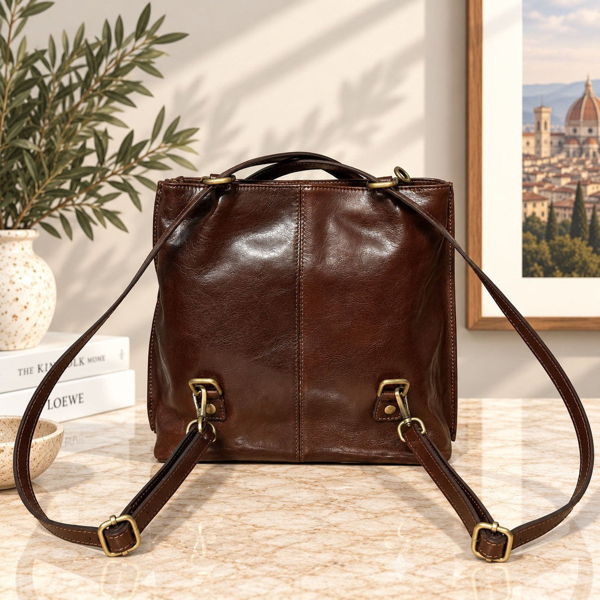 Clotilde Hand-Dyed Leather Convertible Backpack - Leather Italiano