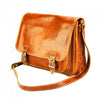 Angle view of brown Como Leather Messenger Bag