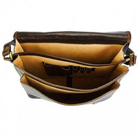 Dark Brown Italian Leather Messenger Bag - Interior View