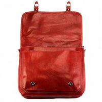 Como Red Italian Leather Messenger Bag with flap opn
