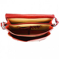 Interior of Como Red Italian Leather Messenger Bag