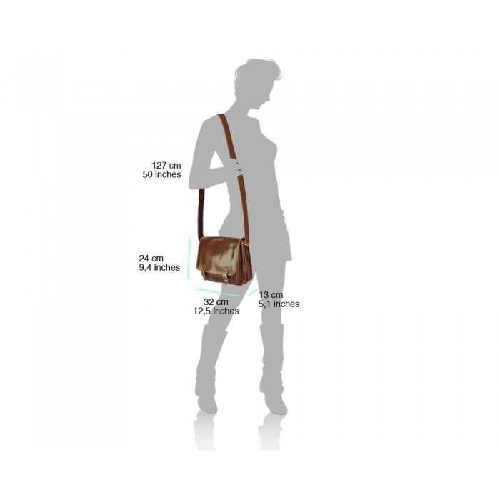 Dimensions of Como Tan Leather Messenger Bag