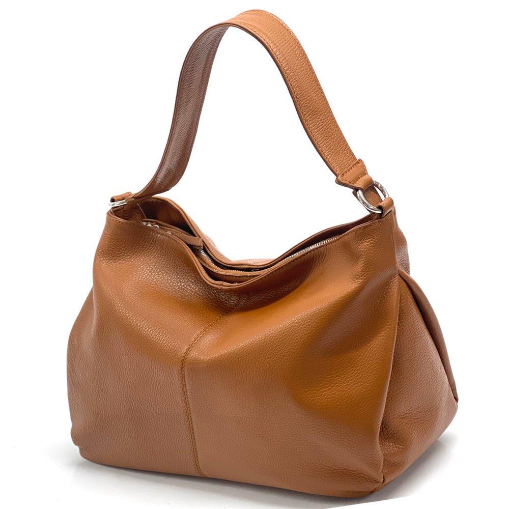 Concetta Convertible Leather Hobo: Tan Italian Calfskin - Leather Italiano